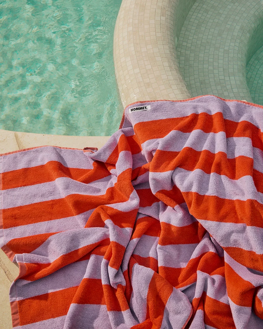 Beach Towel - Grapefruit Stripes - Image 2