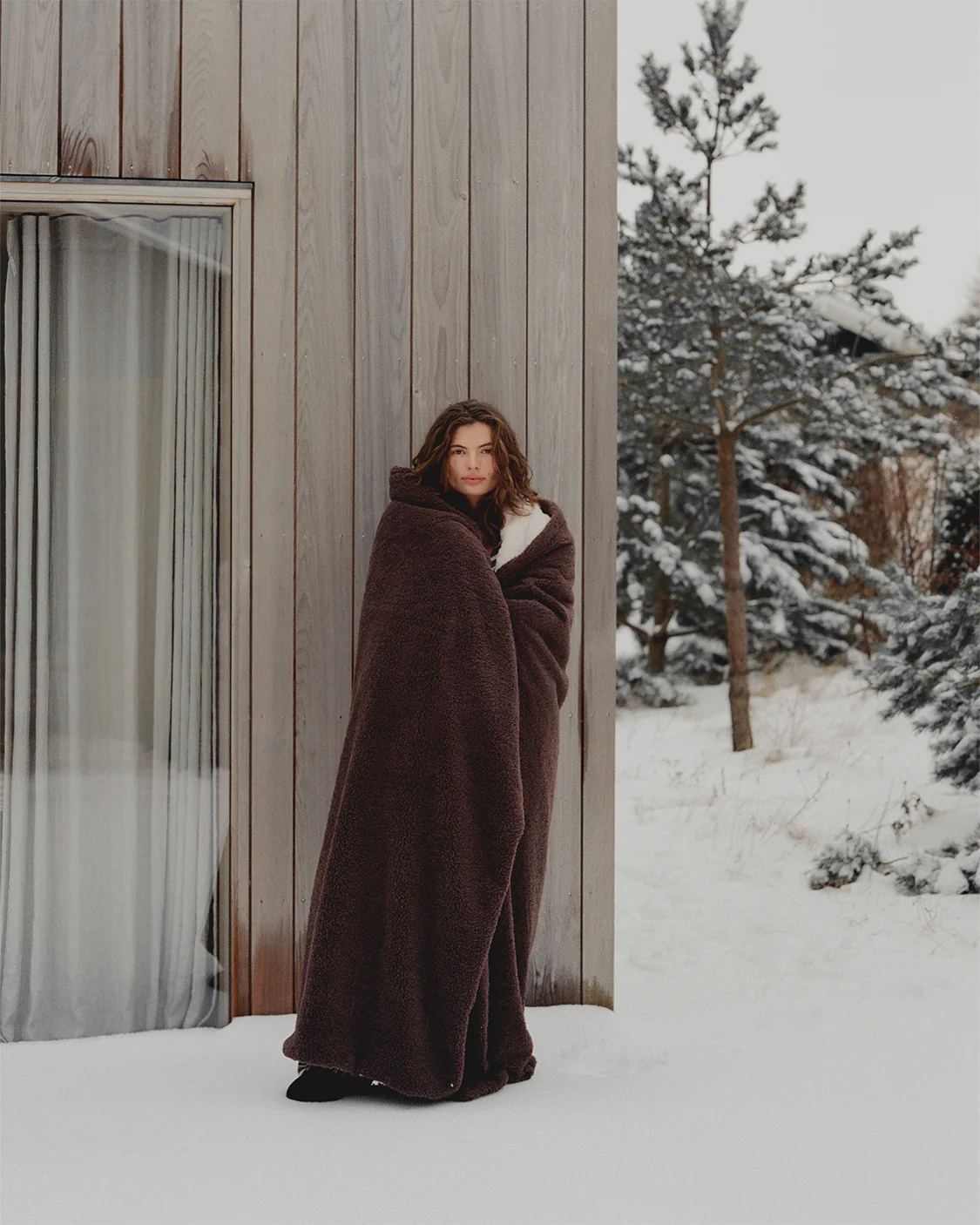 Faux Fur Throw Blanket - Chocolate - Image 2