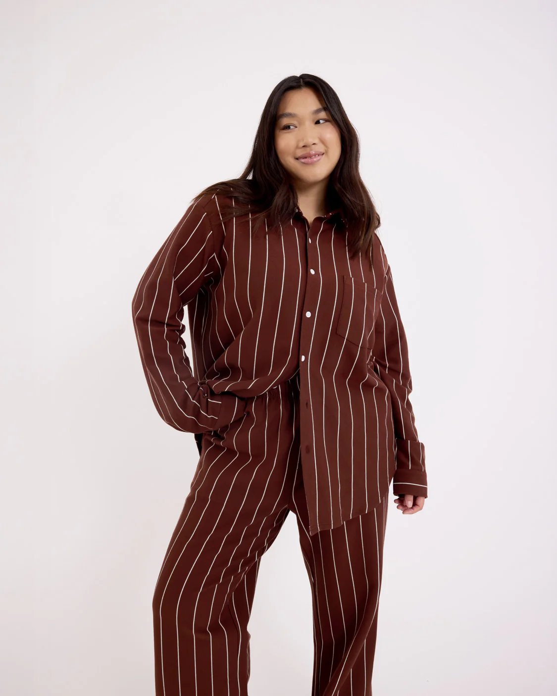Long Sleeve Sleep Shirt - Mahogany