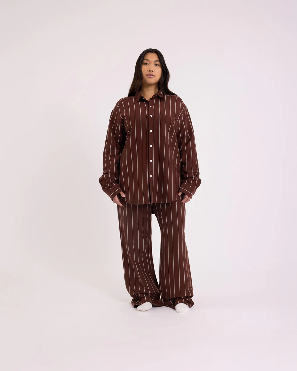 Long Sleeve Sleep Shirt - Mahogany - Image 2